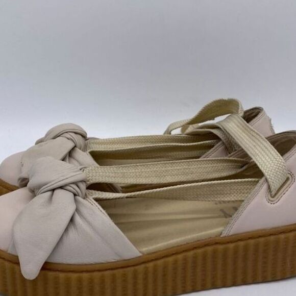 Puma Sandals Women 8 Fenty By Rihanna Light Pink Leather Platform Slip On Ladies